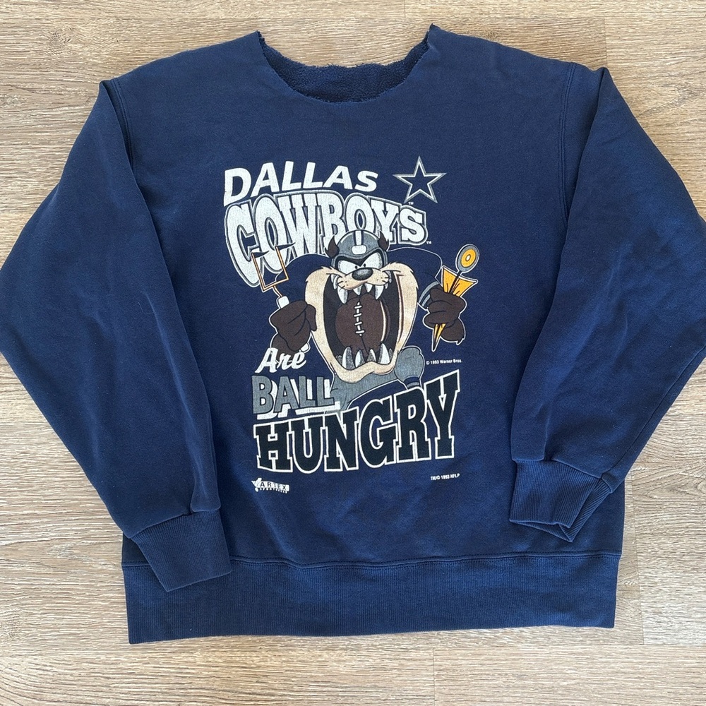 Vintage 1993 Dallas Cowboys Taz‎ Sweatshirt Artex NFL Looney Tunes medium